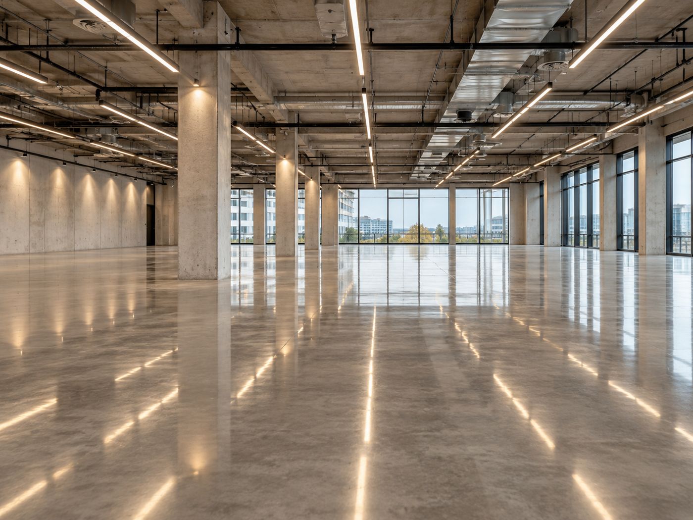 Polished concrete in a commercial space